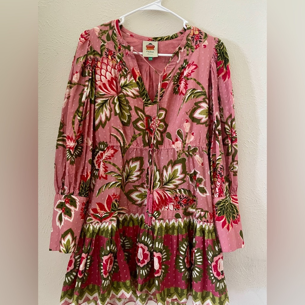 FARM Rio Pink Floral Long Sleeve Dress